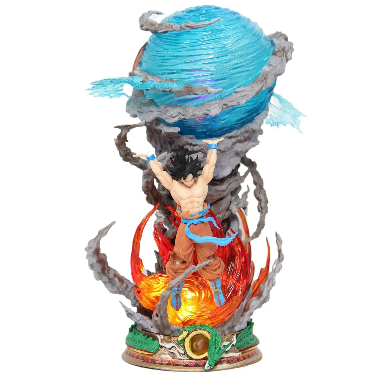 Dragon Ball Goku Spirit Bomb Statue – Light-Up Model with LED Glowing Effect, Action Figure & Desktop Display Ornament